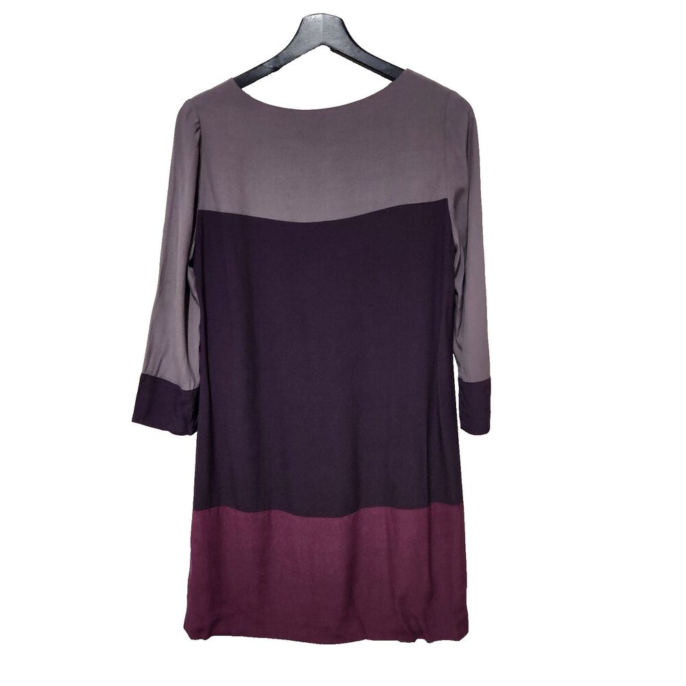 Boden Colorblock 3/4 Sleeve Shift Dress Career Business Purple Grey US 6R UK 10R